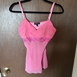 Bebe Pink Ruched Camisole